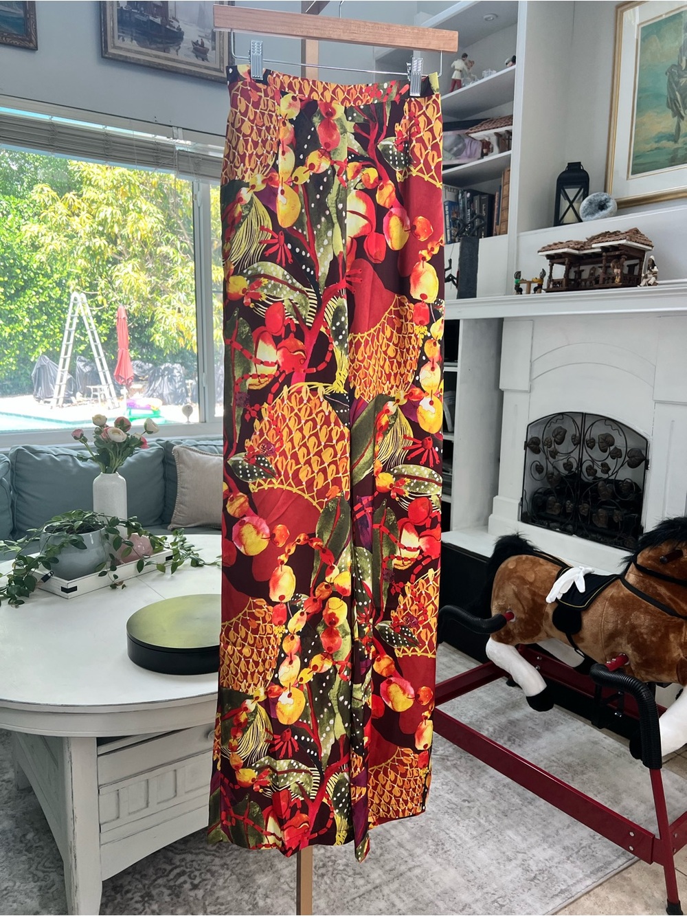 Andrea Iyamah Red Multi Tropical Wide-Leg Pants